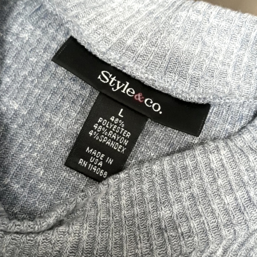 Style & Co Ribbed Grey/blue high/low Tunic - Picture 4 of 4